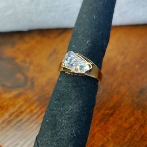 Vintage Glass Cluster Diamond Gold Ring